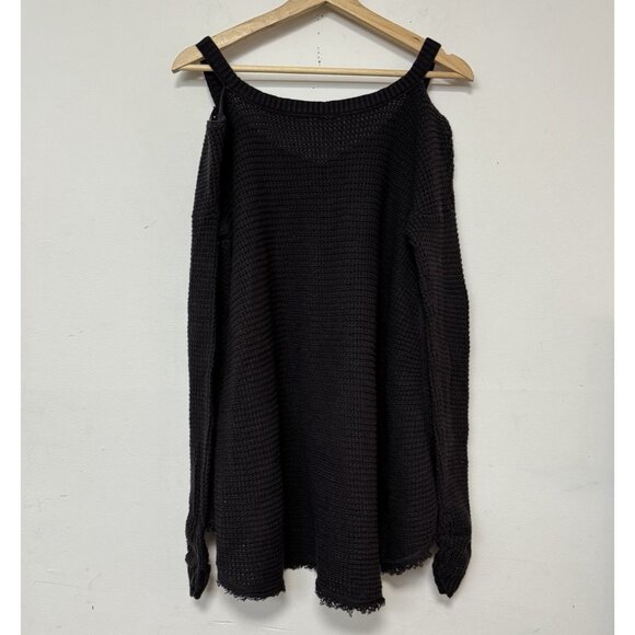 Free People Moonshine Oversize Gray Cold Shoulder Waffle Knit Asymmetrical XS - Picture 13 of 13